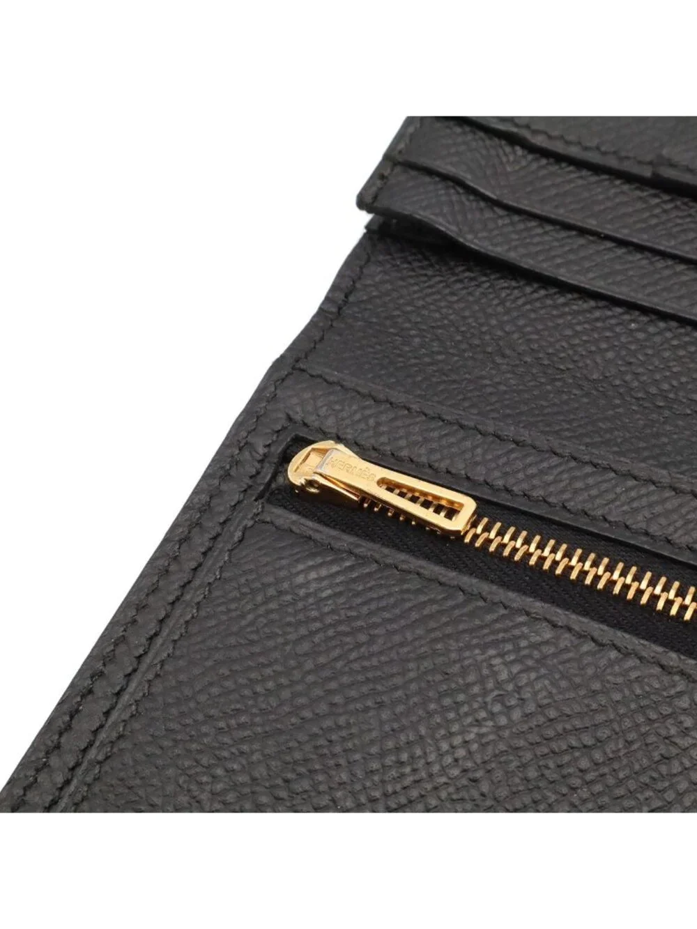 Hermes Bearn Soufflet Wallet Bifold Veau Epsom Black Gold
